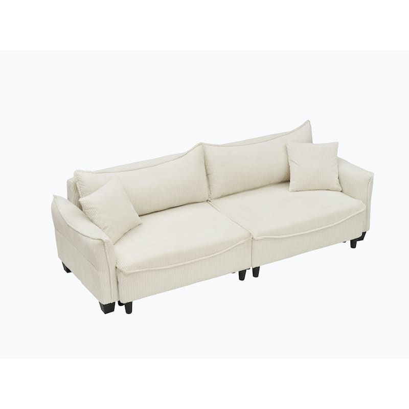 3-Seat Corduroy Sofa, Convertible to Sofa Bed for Living Rooms or Guest Rooms
