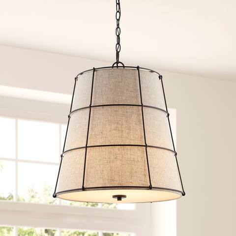 Chadwick 19" 3-Light Rustic Farmhouse Iron LED Pendant, Oil Rubbed Bronze by JONATHAN Y - 3 Light