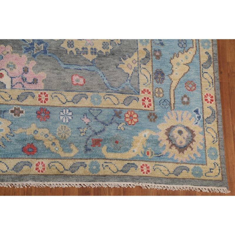Gray & Blue Oushak Oriental Area Rug Handmade Wool Carpet - 8'11"x 11'8"