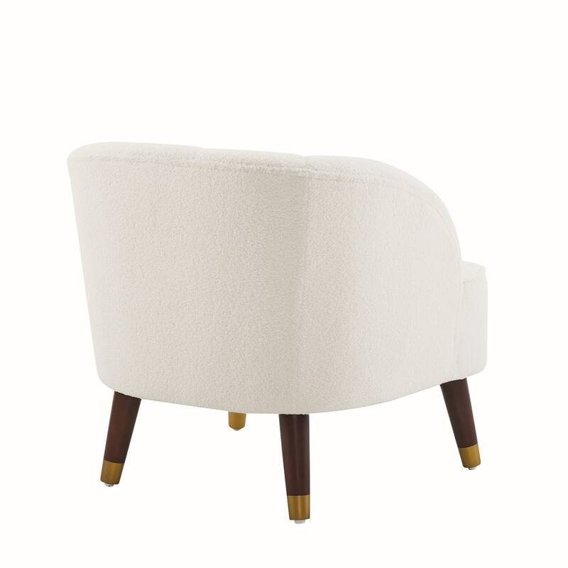 Velvet Barrel Chair With Wooden Legs