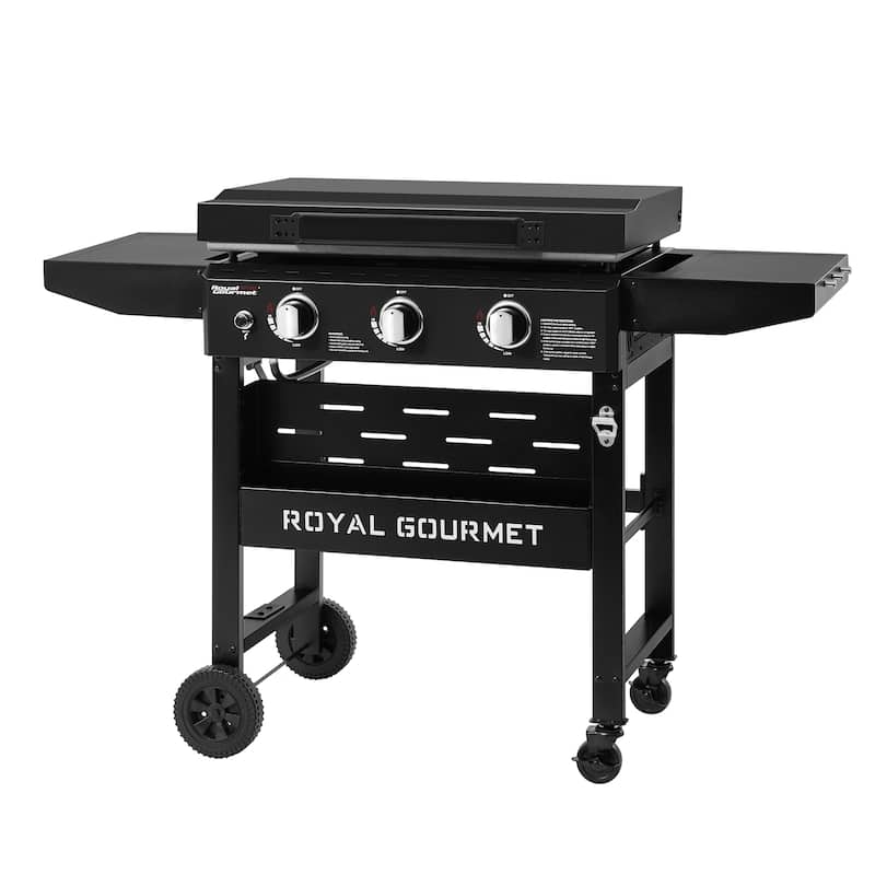 Royal Gourmet, Gas Griddle with Hood and Collapsible Side Shelves