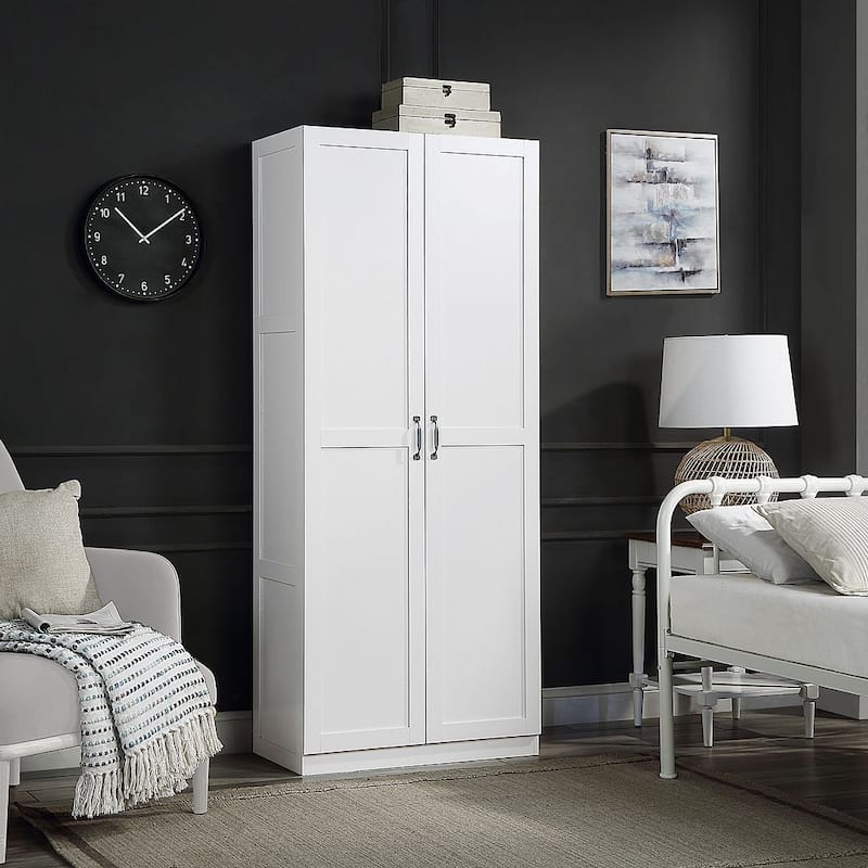 Manhattan Comfort Hopkins Modern 7 Shelf Freestanding Storage Closet - White
