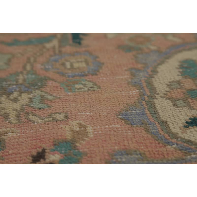 Distressed Floral Tabriz Persian Area Rug Handmade Wool Carpet - 9'10" x 12'9"