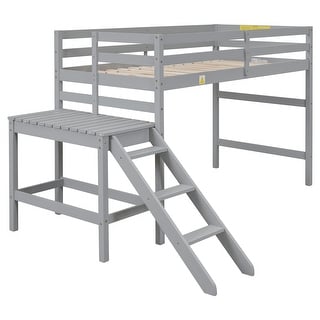 Twin Loft Bed with Platform and Ladder - Bed Bath & Beyond - 38162699