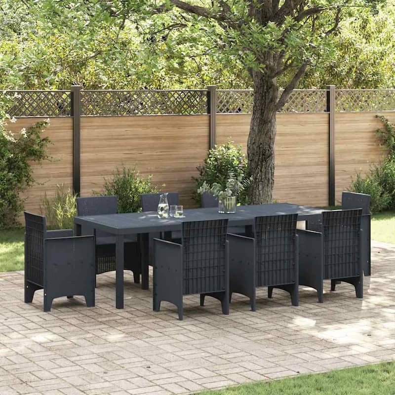 vidaXL Garden Table Anthracite/Brown poly rattan - 98.4 x 39.4 x 28.7 inch - Anthracite 98.4"