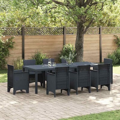 vidaXL Garden Table Anthracite/Brown poly rattan - 98.4 x 39.4 x 28.7 inch