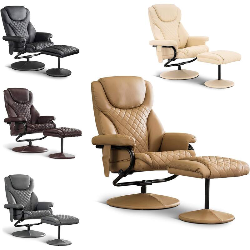 MCombo set of 2 Faux Leather Swivel Massage Recliner with ottoman