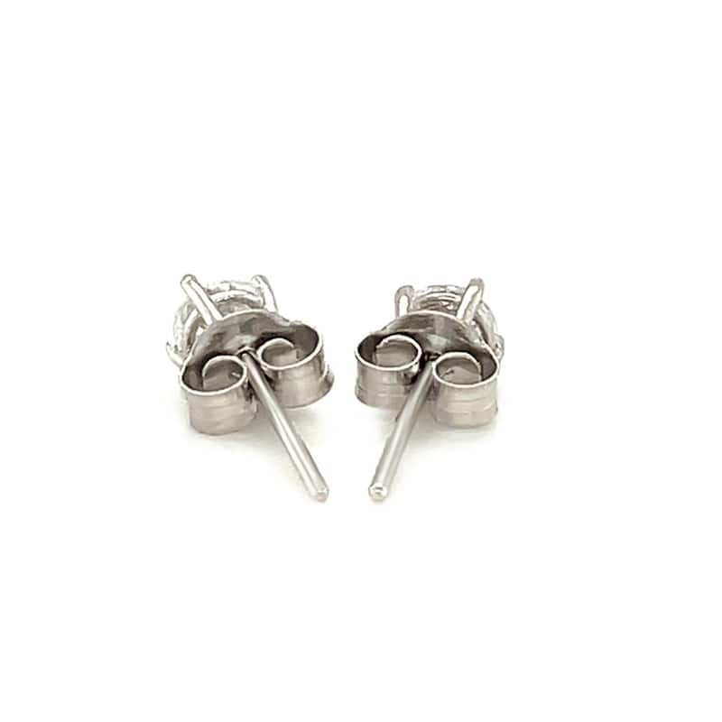 MayaMila Sterling Silver 4mm Faceted White Cubic Zirconia Stud Earrings