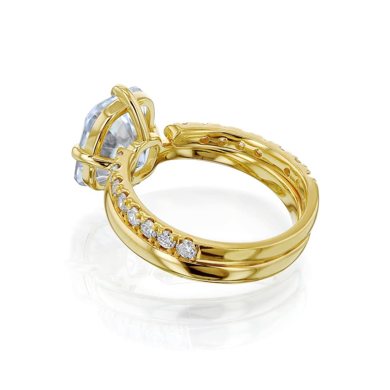 Kobelli 3.40 Carats Diamond 14k Solid Gold Elongated Cushion Starlight 2pc Bridal Rings Set (EF/VS, Certified)