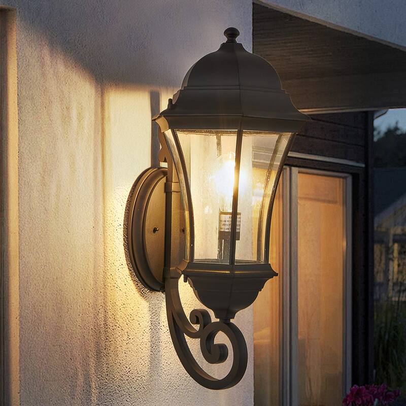 Outdoor Black Wall Lantern Sconce Light - 1-Light