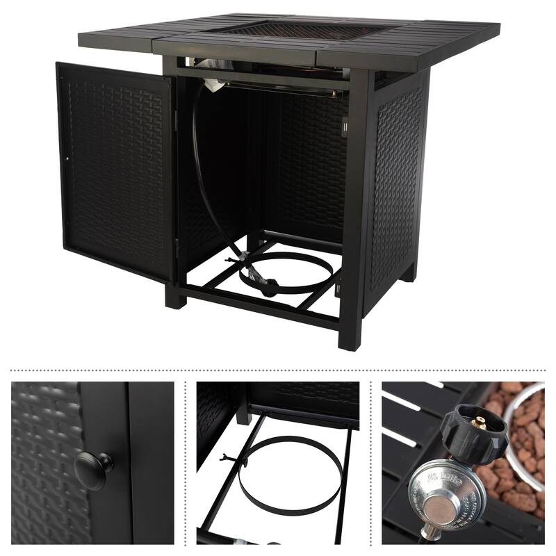Pure Garden 30-Inch Propane Fire Pit - 50,000 BTU Outdoor Fire Table, Brown