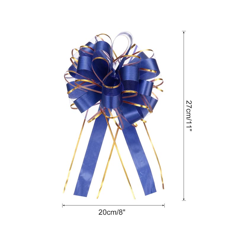5pcs Large Big Pull Bow Gift Wrapping Bows Ribbon for Christmas - Dark Blue - 8 Inch