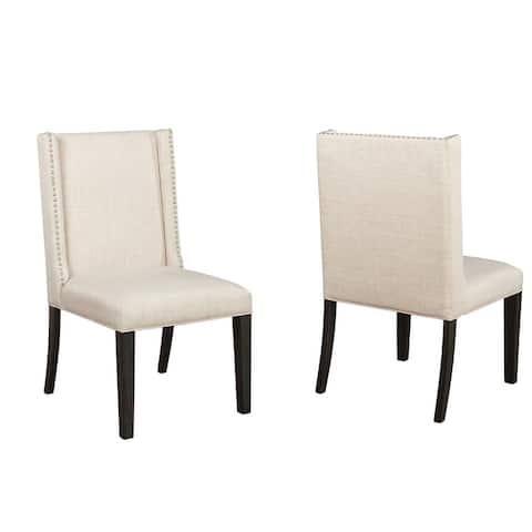Best Master Furniture Beige Linen Nailhead Dining Chair (Set of 2)