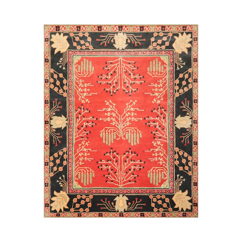 Hand Tufted Transitional Oriental Rug Multi Coral Wool Art & Crafts