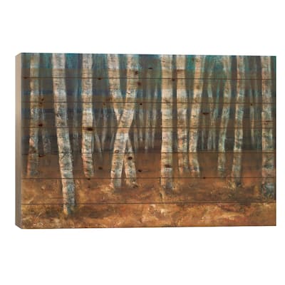 Moonlit Birchwood Print On Wood by Walt Johnson - Multi-Color