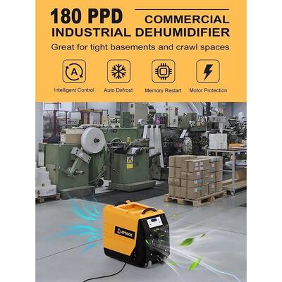 180 pt. Commercial Dehumidifiers in Yellow with Drain Hose and Pump