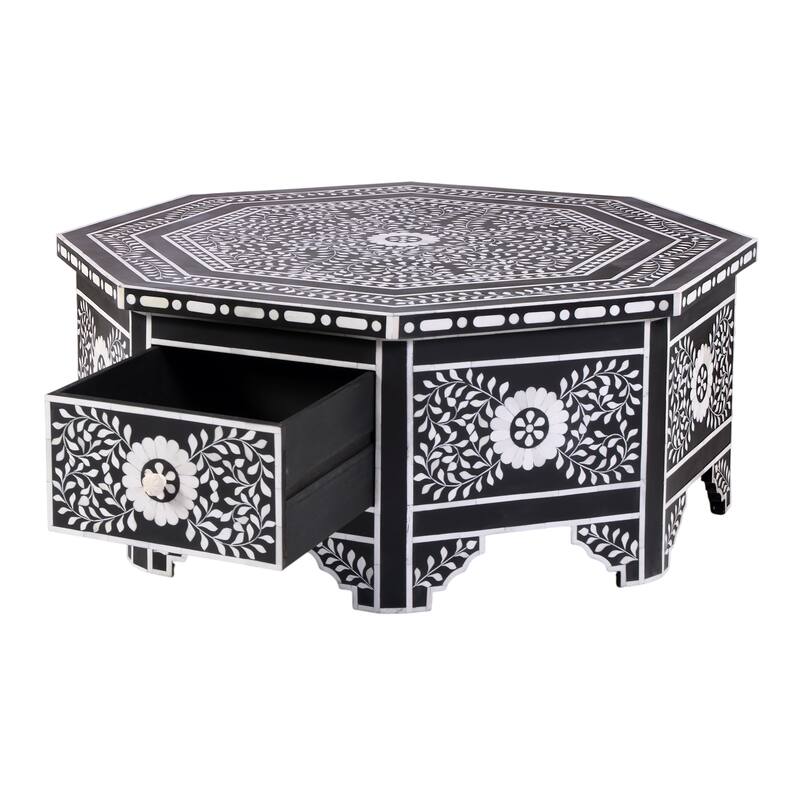 Blackwell 40.25 in. W Octagonal Bone In-Lay 1 Drawer Coffee Table