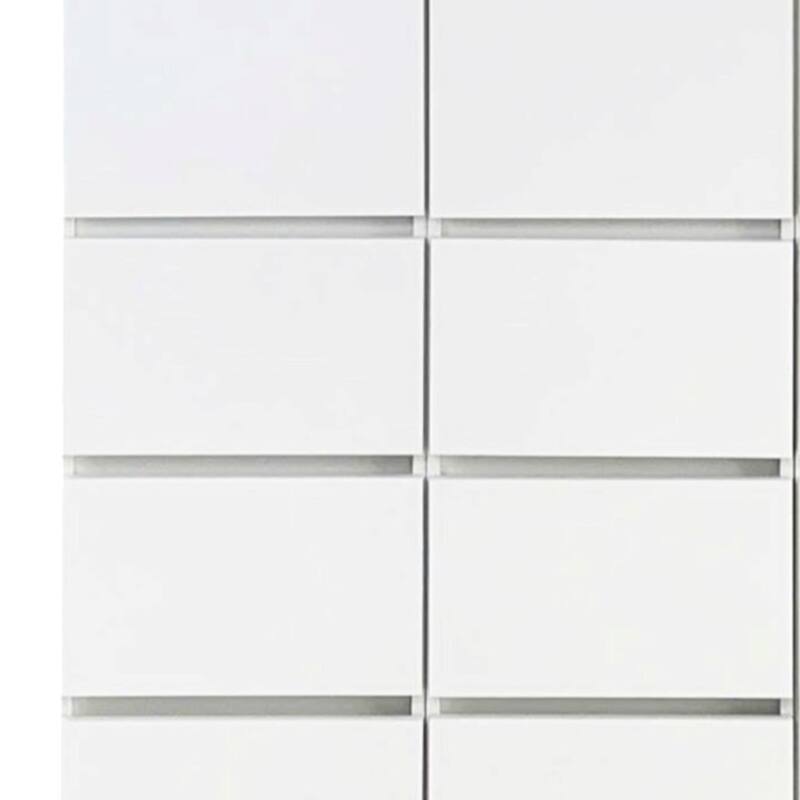Ely Closet Cabinet Set, Mirrored Front, 7 Drawers, 71 Inch, White Wood