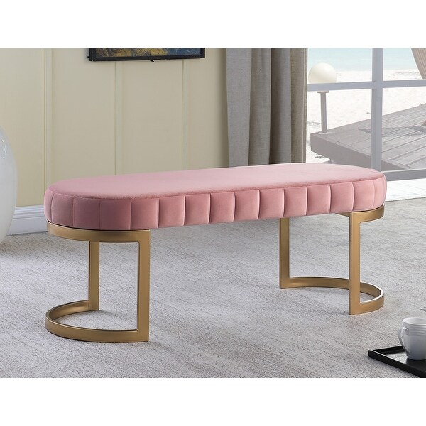 small pink velvet bench