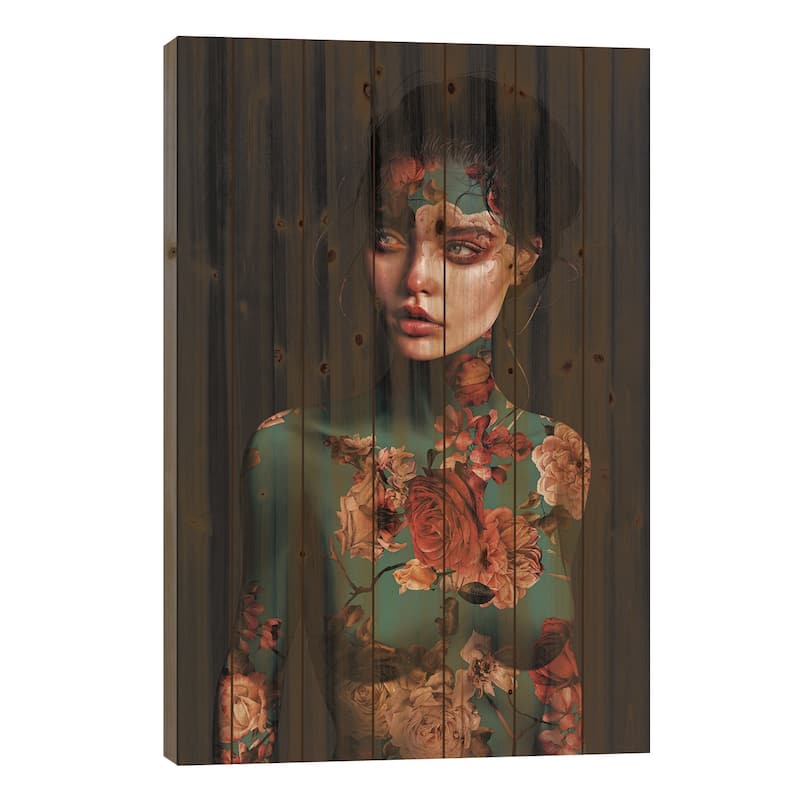 Alone In The Crowd Print On Wood by Laura H. Rubin - Multi-Color - 40x26x1.5
