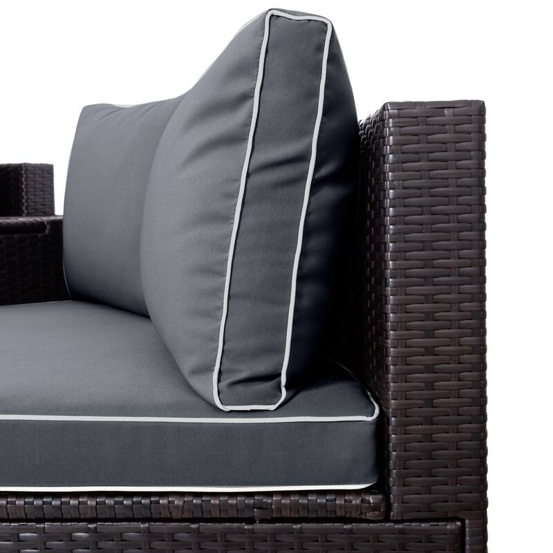 6 Pieces Outdoor Sectional Half Round Patio Rattan Sofa Set