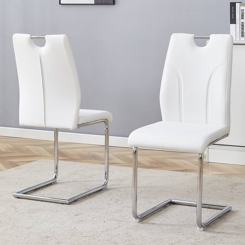 Set of 2 Modern Dining Chairs, with Faux Leather Padded Seat, Dining Living Room Chairs, Upholstered Chair