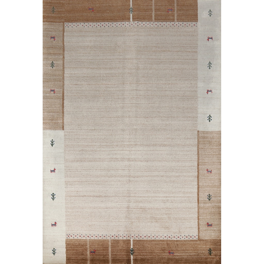 Tribal Gabbeh Indian Area Rug Hand-Knotted Wool Carpet - 5'6" x 7'8"