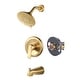 preview thumbnail 1 of 30, WOWOW Single Handle 5-Spray Round Shower Faucet with Tub Spout Gold