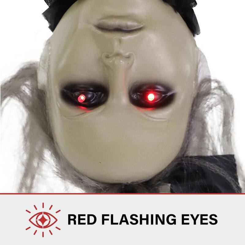 Haunted Hill Farm Drucilla the Animatronic Upside-Down Zombie Woman, Sound, and Light-Up Eyes for Halloween Decoration