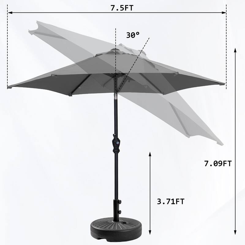 Autlaycil 7.5FT Solar Patio Umbrella with Base and Tilt,Crank