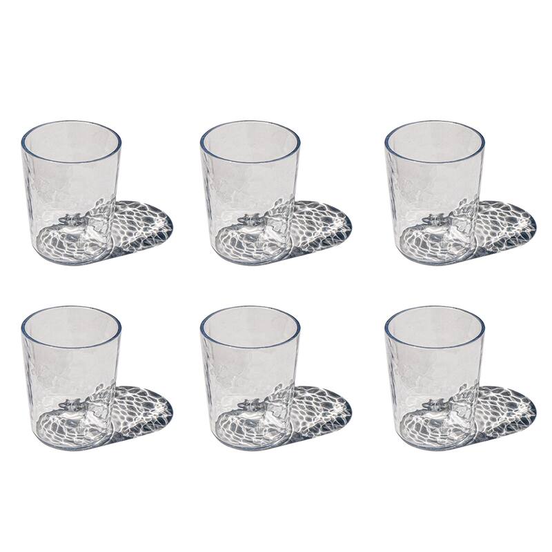 Abode Homewares Hammered Rustic Acrylic Drinking Glass - Clear - Set of 6 - 14.6 oz