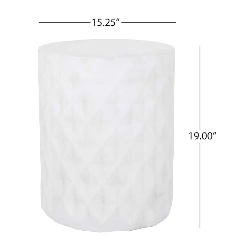 Lightweight Concrete Side Table, Antique White Accent Table for Indoor & Outdoor Use