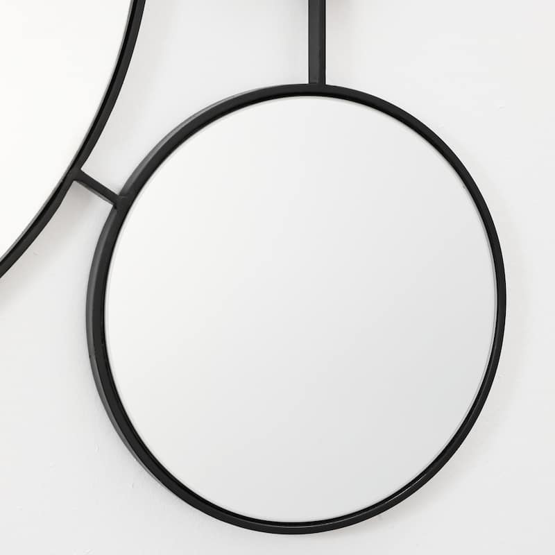 Circles Black Metal Frame Round Wall Mirror - 24.7" H x 34.5" W x 0.59" D