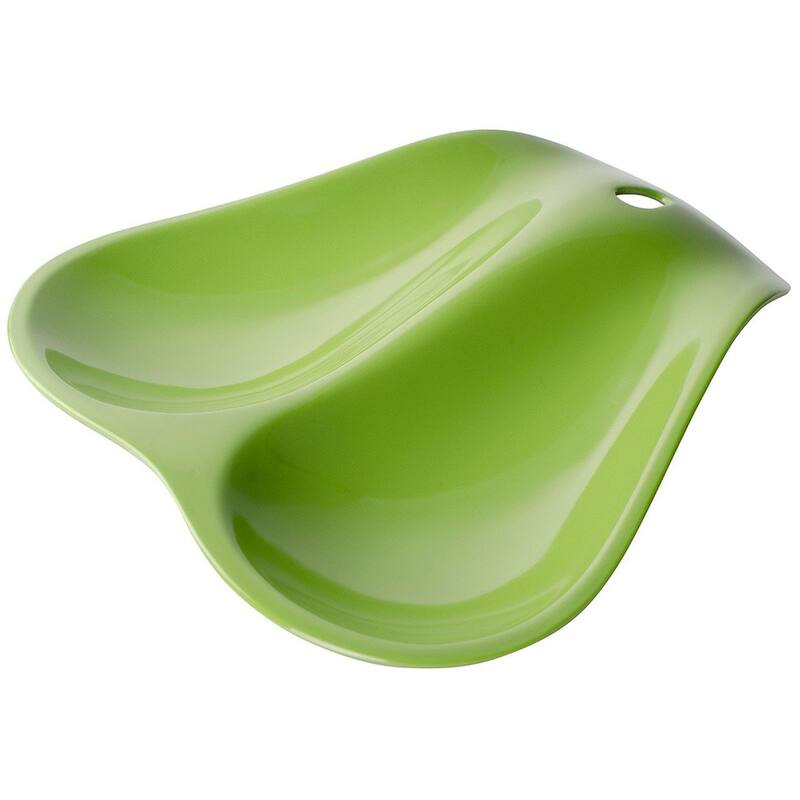 Hutzler Twin Double Melamine Spoon Rest - Sleek Design Holds 2 Large Spoons - Green
