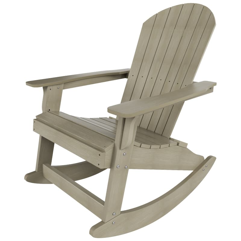 Polytrends Vineyard HIPS Outdoor Eco-Friendly All Weather Seashell Rocking Adirondack Chair