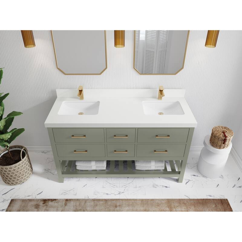 Willow Collections 60 in. W x 22 in. D Parker Double Sink Bathroom Vanity with Countertop