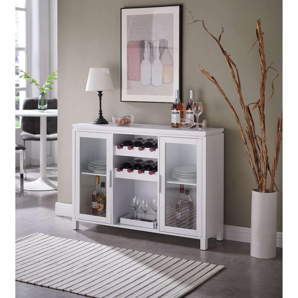 Wine Bar Storage Cabinet, Sideboard Buffet with Wine and Glass Rack