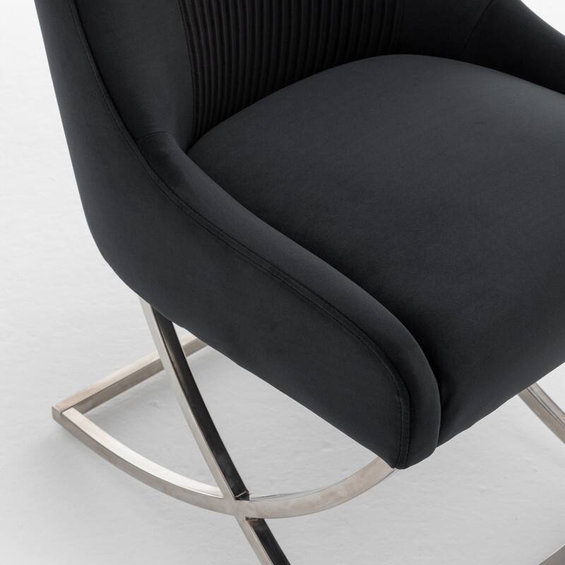 Modern Contempoary Velvet Dining Chair Set of 2 with Metal Frame Legs and Back Pull