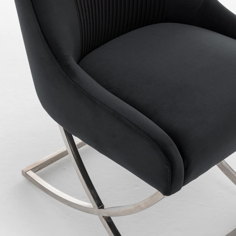 Modern Contempoary Velvet Dining Chair Set of 4 with Metal Frame Legs and Back Pull