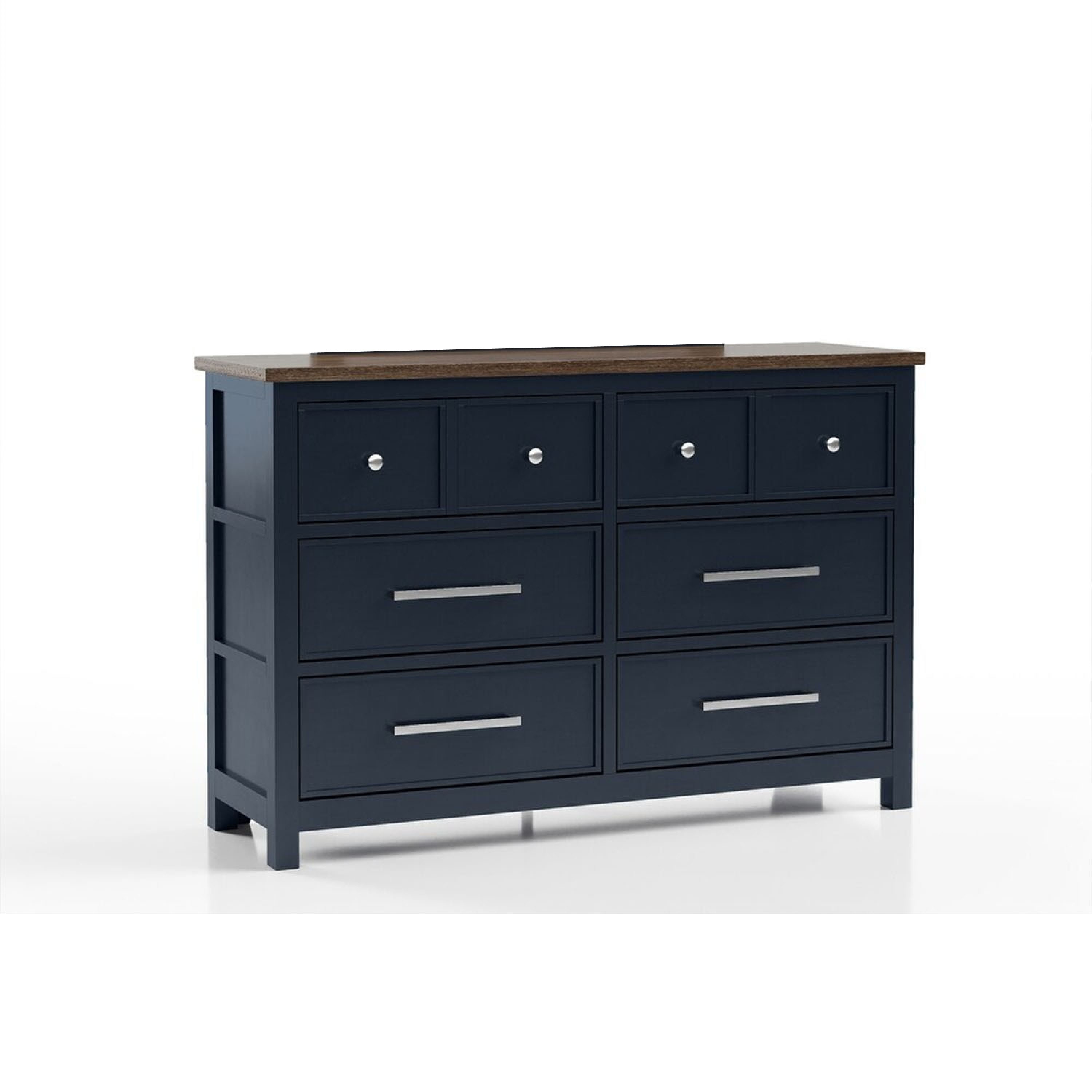 Tela Wide Dresser, 8 Drawers w Metal Handles, Blue Solid Pinewood - Overstock - 43689072 Tela Wide Dresser, 8 Drawers w Metal Handles, Blue Solid Pinewood - Overstock - 43689072