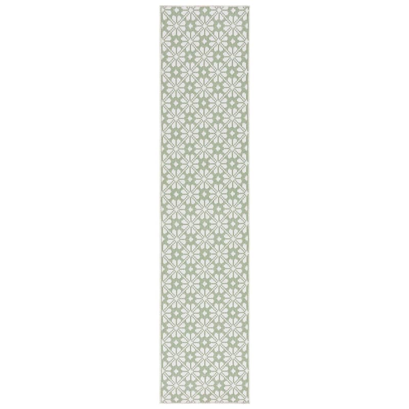 Martha Stewart by SAFAVIEH Matty Indoor/ Outdoor Rug - 2' x 9' Runner - Green/Ivory