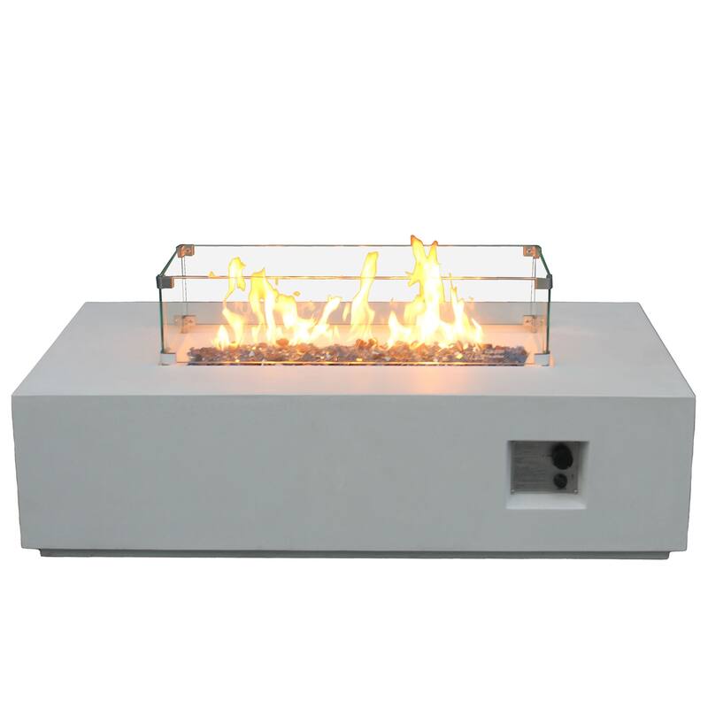 52 Inch Outdoor Concrete Propane gas rectangle Fire Pit table