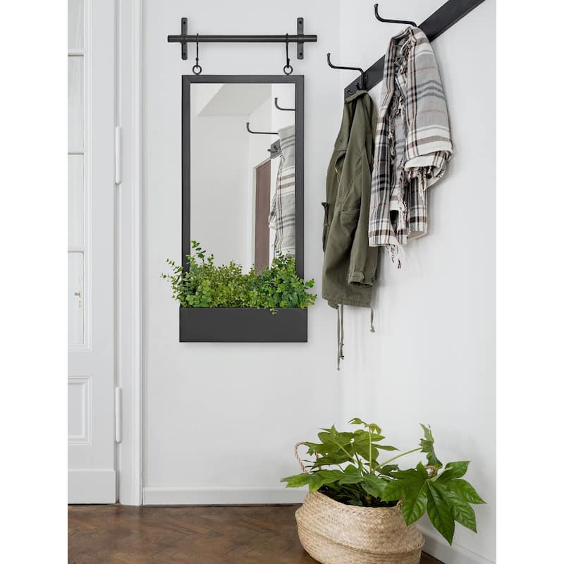 Kate and Laurel Gammons Hanging Farmhouse Wall Mirror with Lower Shelf