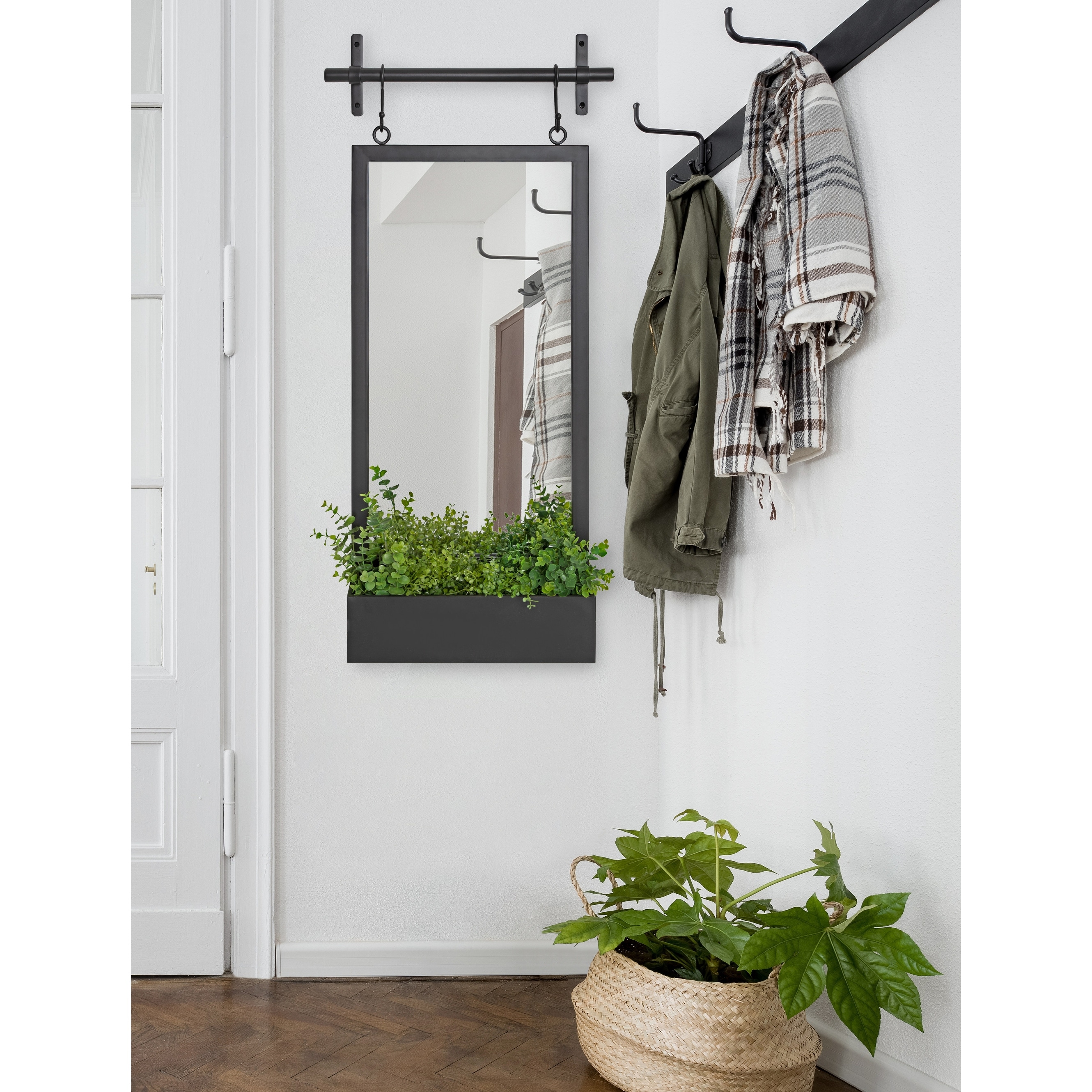 Kate and Laurel Gammons Hanging Farmhouse Wall Mirror with Lower Shelf
