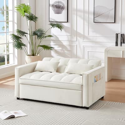 Modern Velvet Convertible Loveseat Sleeper Sofa Couch with Adjustable Backrest