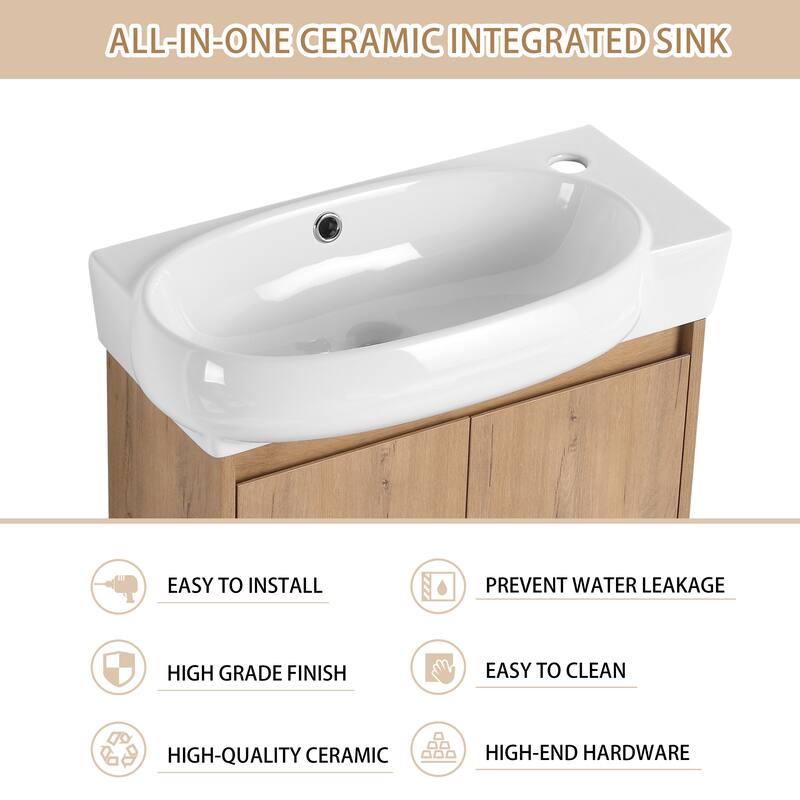 ARTCHIRLY 16/23 Inch Bathroom Vanity with Sink, Floating/Freestanding Bathroom Vanity with Soft Close Door