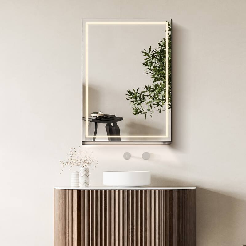 Hesili Rectangular Frameless LED Lighted Bathroom Mirror Medicine Cabinet