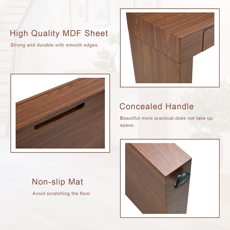 50-Inch Wood Grain Bar Table – Dual Drawers, Multi-Functional as Desk or Bar Counter.