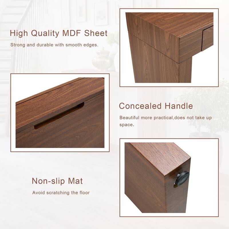 Roomfitters Modern Bar Table with Storage and Wood Grain Finish, 50 Inch Desk or Console