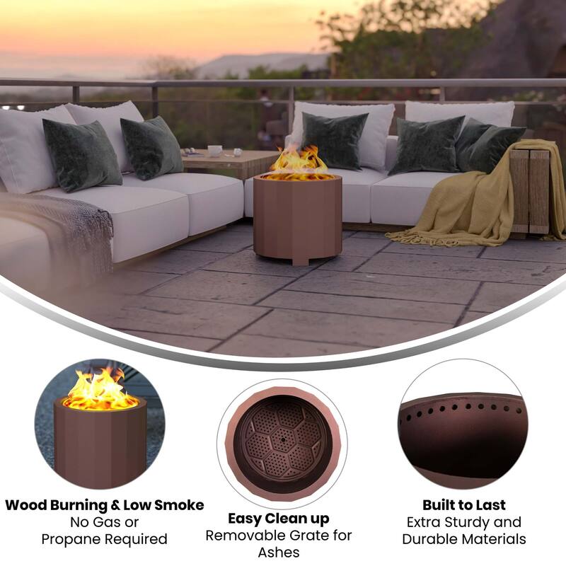 Commercial Grade Outdoor Smokeless Wood Burning Portable Fire Pit - 19.5" or 27"
